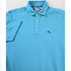 Tommy Bahama Polo Shirt Mens Small Blue Short Sleeve Golf Athleisure Knit